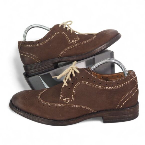 Clarks Collection Delsin Wingtip Brogue Oxfords Brown 26105827 Men's 8M - Picture 1 of 11